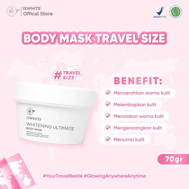 ISWHITE Brightening Body Mask Travel Size 70gr