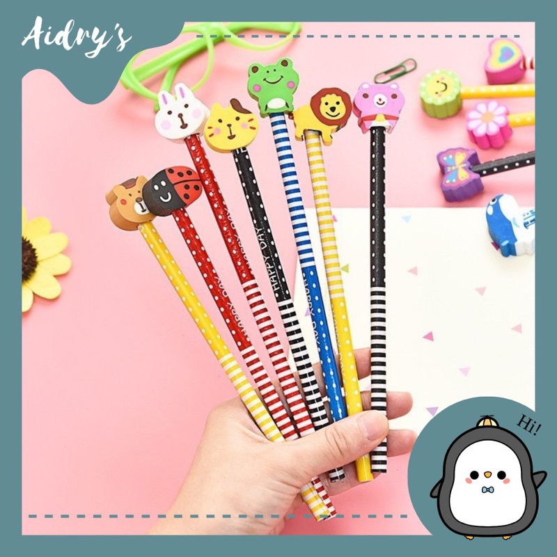 

❤️ AIDRY’SLOVE ❤️ PENSIL KARAKTER + PENGHAPUS | PENSIL LUCU MOTIF ADA PENGHAPUS