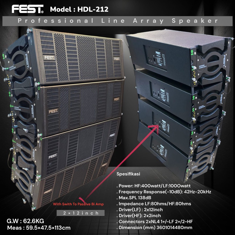 Speaker Line Array Fest HDL 212 Original 2x12 inch ARRAY FEST HDL-212