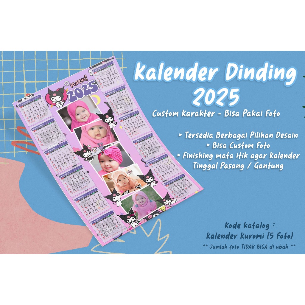 

CETAK KALENDER 2025 CUSTOM DESAIN KARTUN / KARAKTER ANAK PRINT CALENDAR BISA PAKAI FOTO