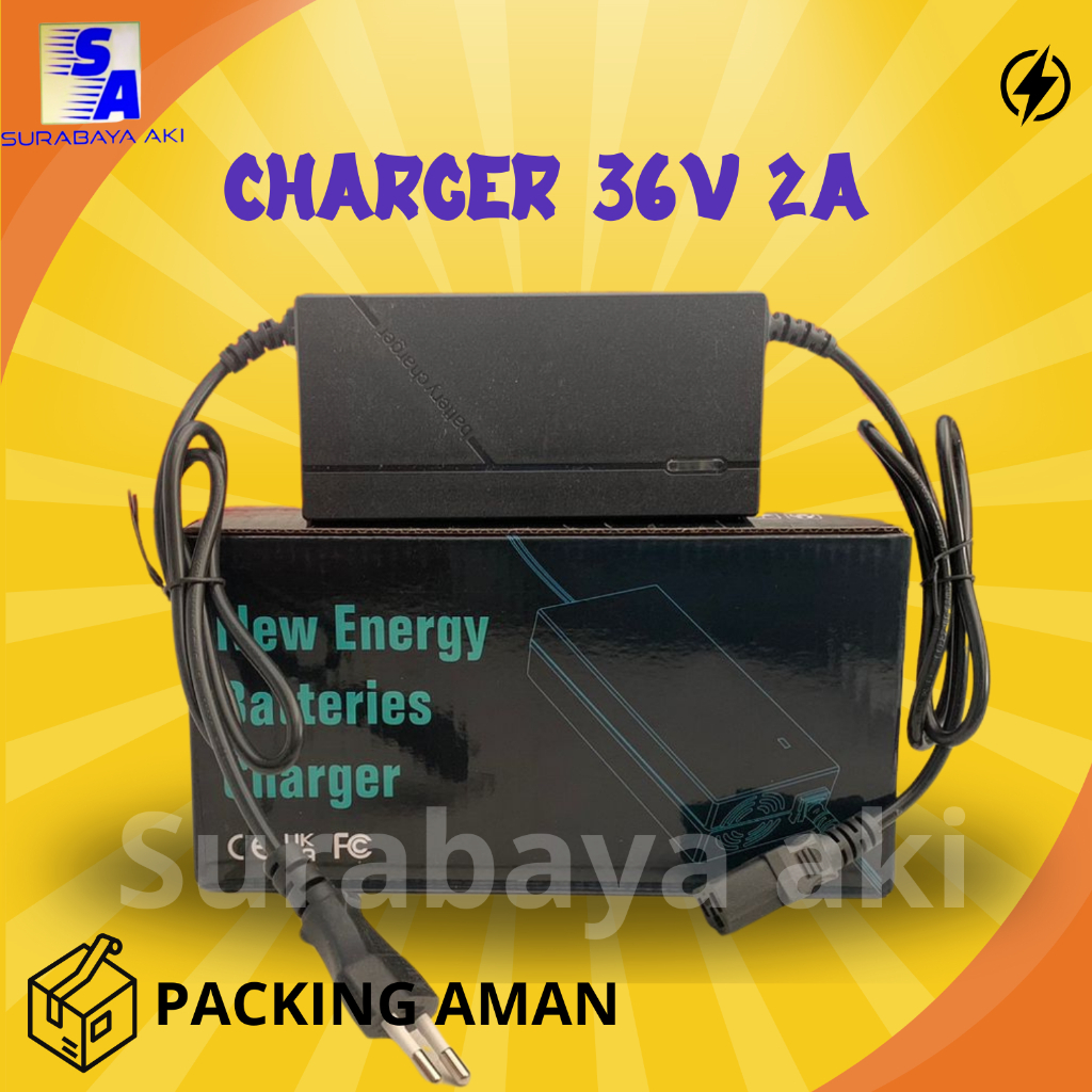 Adaptor Charger Baterai Skuter Sepeda Listrik DC 36V 2A - Termurah