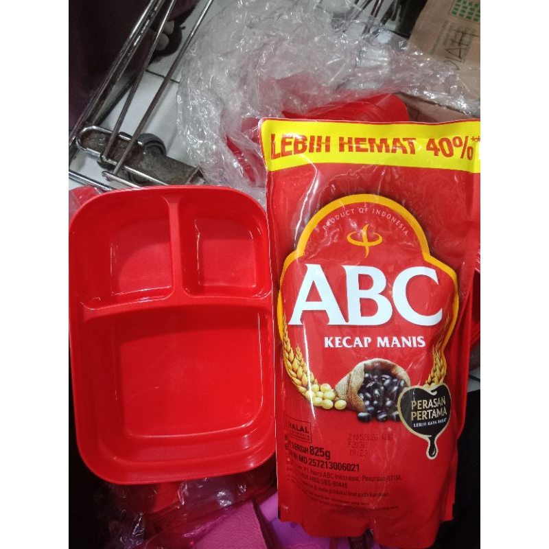 

ABC kecap manis reffil 825ml + tempat makan