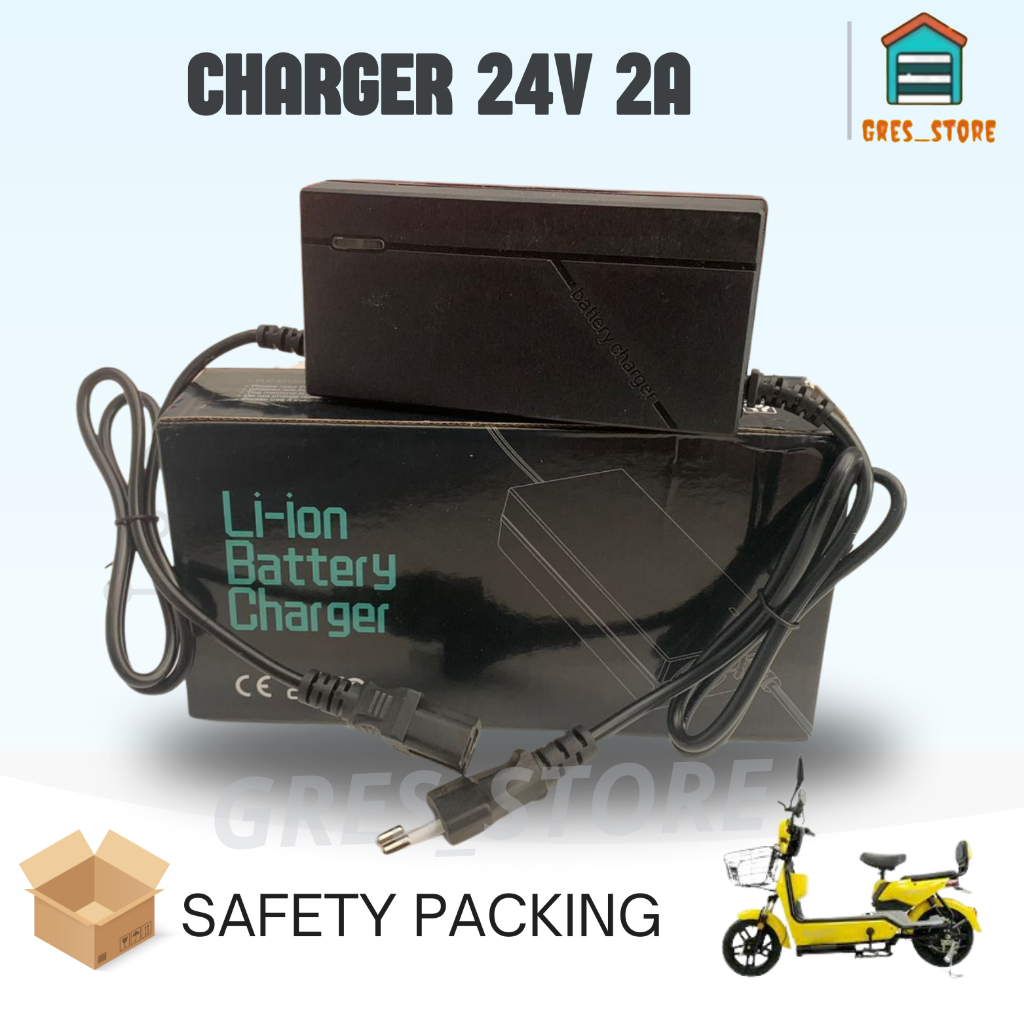 Adaptor Charger Baterai Skuter Sepeda Listrik DC 24V 2A - Termurah charger 24volt 12ah cas sepeda li