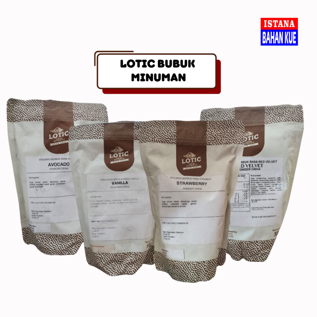 

LOTIC bubuk minuman instan strawberry | Red velvet | Vanilla | Avocado 500 gram