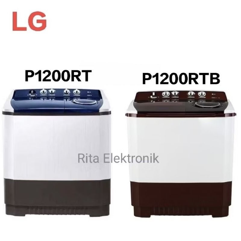 LG Mesin Cuci Dua Tabung 12Kg P1200RT Roller Jet Pulsator Tutup Transparan