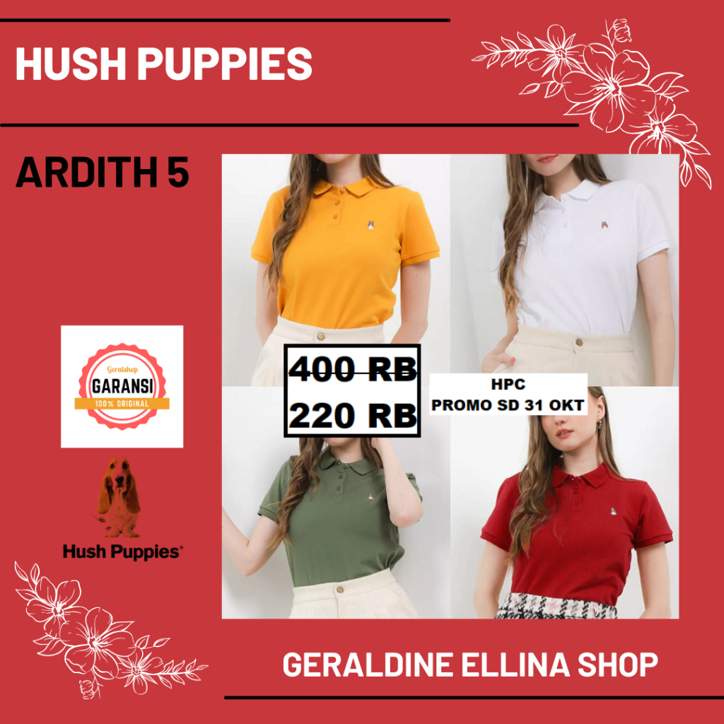 Kaos kerah wanita Hush Puppies original store seri ARDITH 5