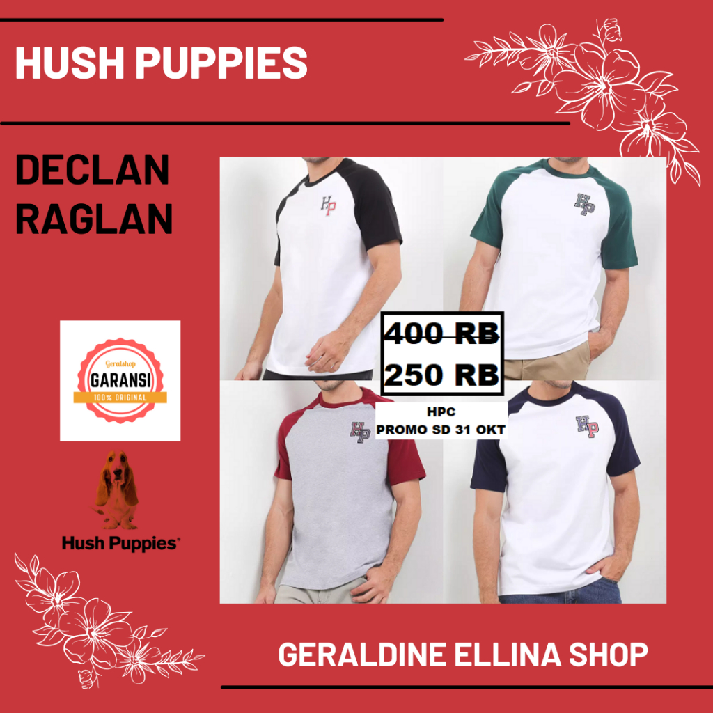 Kaos Hush Puppies pria sale original store seri DECLAN RAGLAN TEE