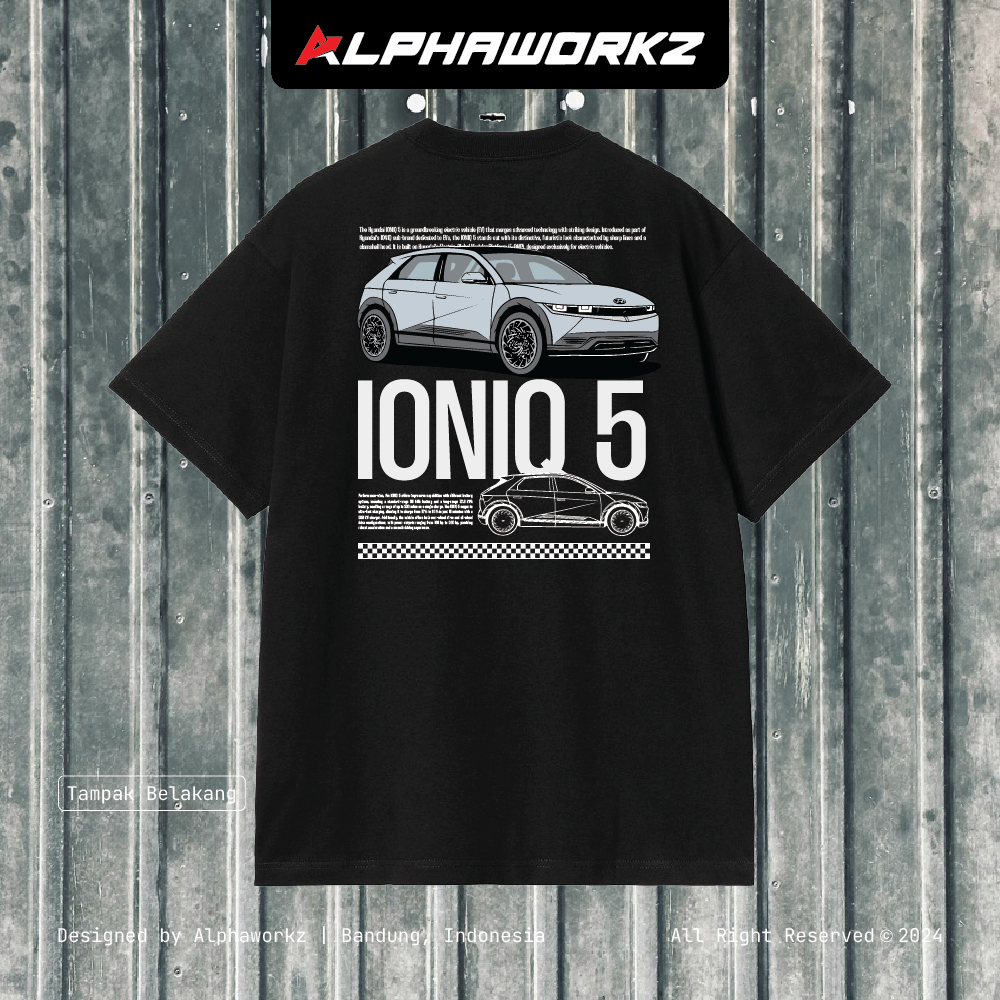 ALPHAWORKZ Kaos Mobil Hyundai IONIQ 5 T-SHIRT - Kaos Baju Mobil Tshirt Katun Premium