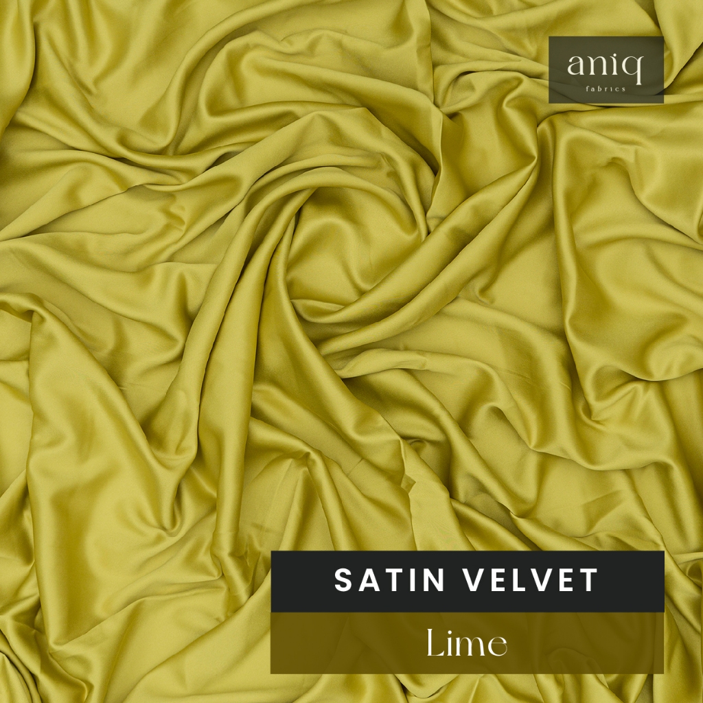 Aniq Fabrics Kain Satin Velvet Premium Sateen Silk Satin Sutra Kain Satin Meteran Lime