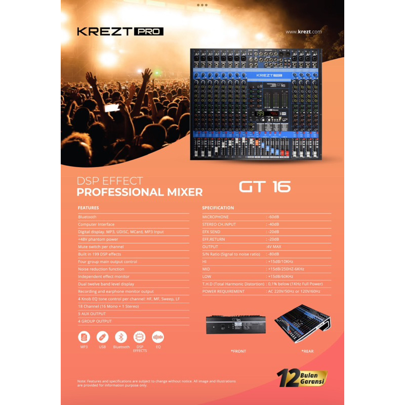 mixer KREZT PRO GT-16 mixer audio 16 channnel original