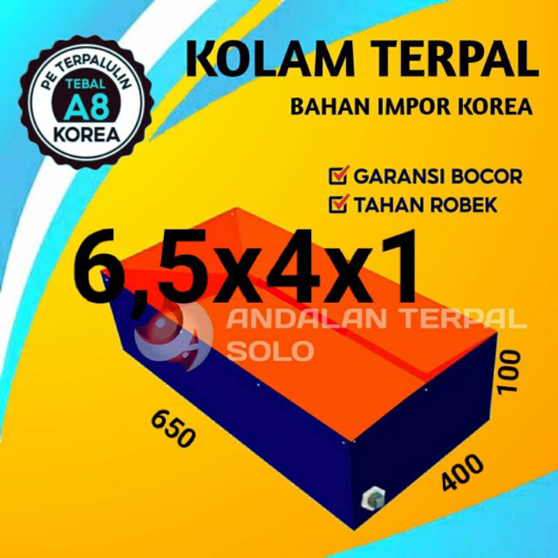 Terpal Kolam Terpal Ikan Kotak A20 Korea 650x400x100 / 400x650x100 / 4x6,5x1 / 6,5x41 Kolam Terpal B