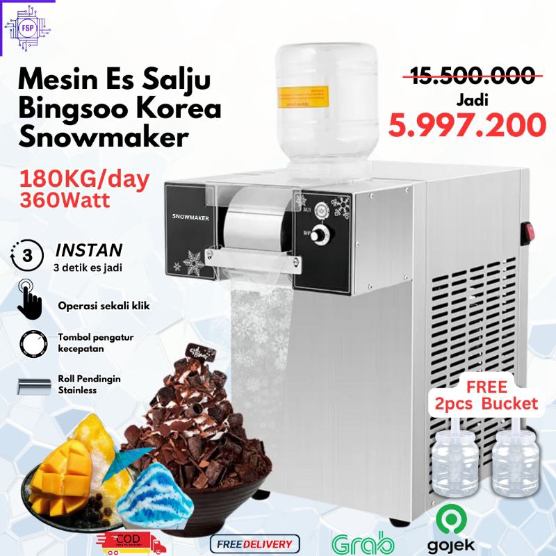 Mesin Es Bingsoo 360watt 180kg/24jam Mesin Es Bingsu Korea Es Krim Salju Serut Snow Ice