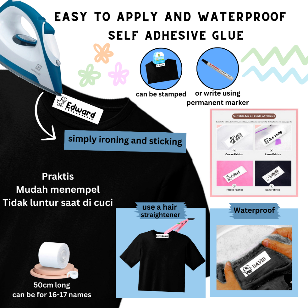 

LABEL PUTIH UNTUK BAJU GELAP/LABEL LANGSUNG DISETRIKA LANGSUNG LENGKET MURAH