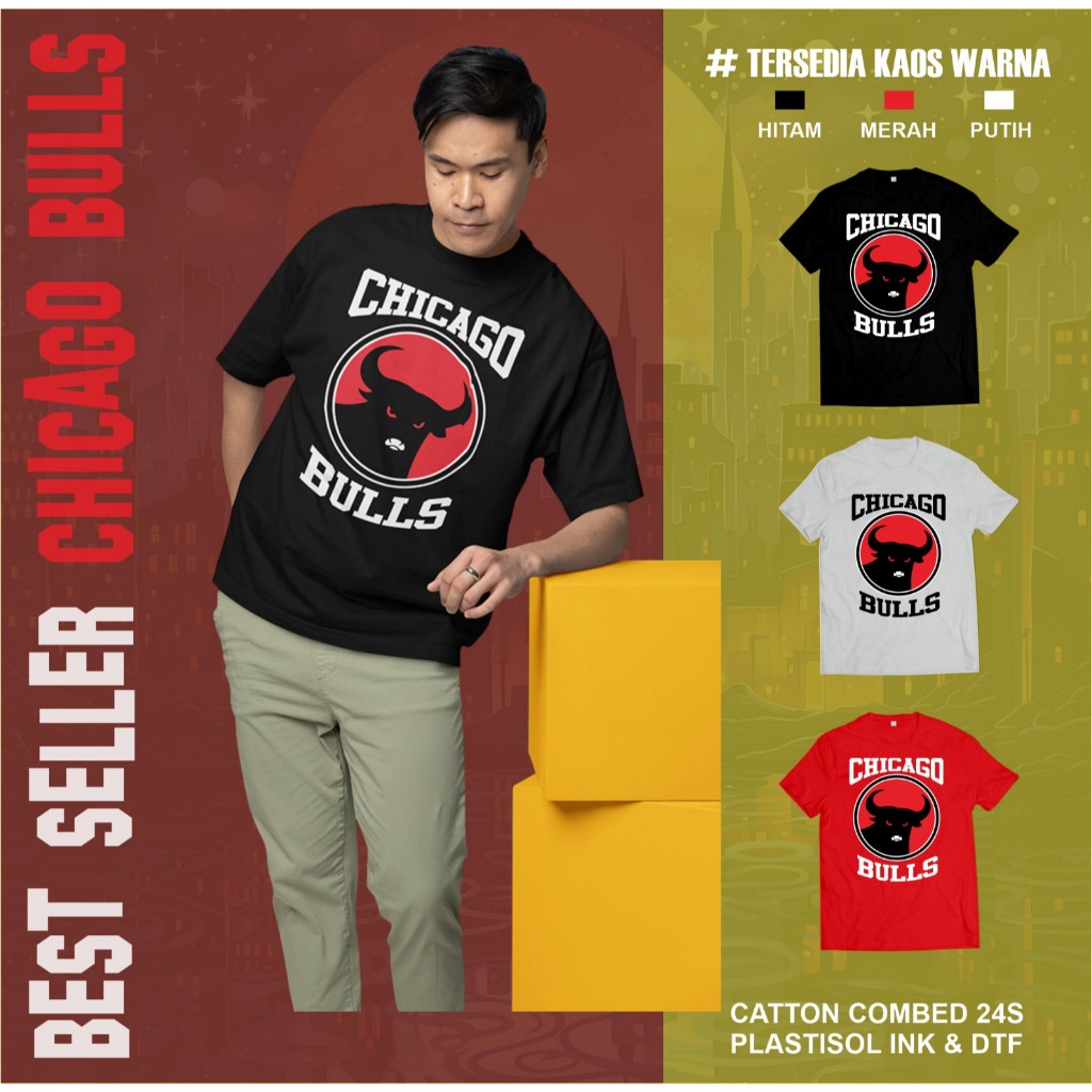 Bosaablonn Kaos Chicago Bulls Plesetan Kaos Banteng NBA Plesetan  Kaos Pria Katun 30s