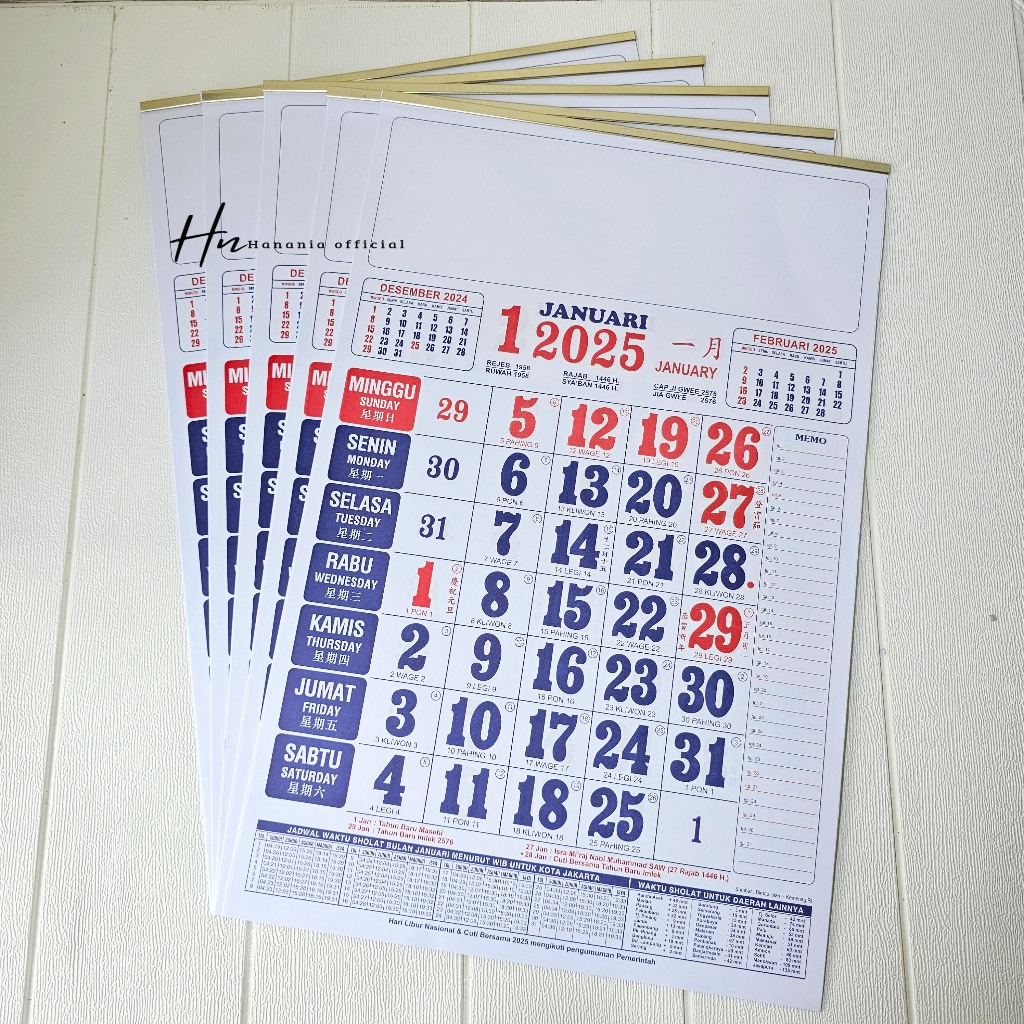 

KALENDER KERJA 32 X 48 CM KERTAS HVS 80 GRAM TULISAN CHINA KECIL TAHUN 2025 KALENDER KERJA TERBARU
