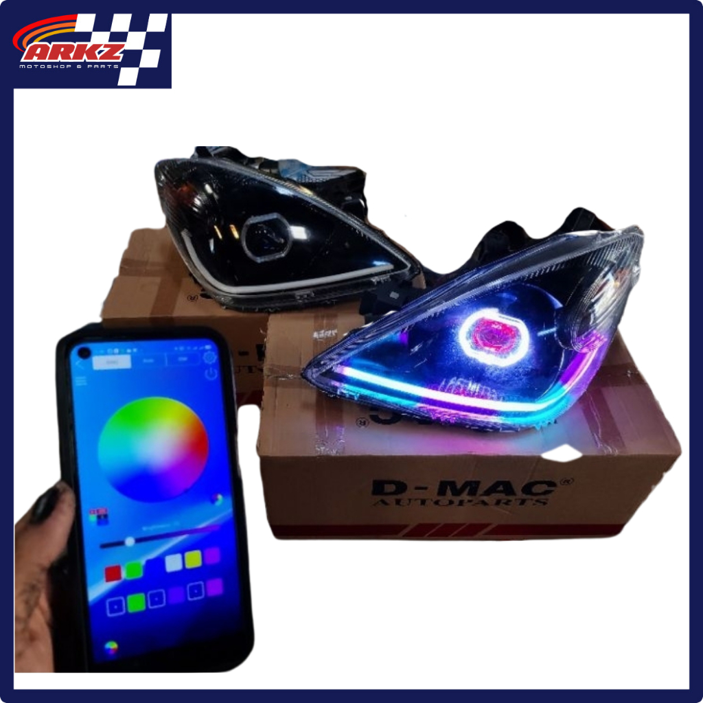 Paket Custom Headlamp Avanza Xenia Lama Proji Biled Plus Alis RGB Remote Aplikasi Manis