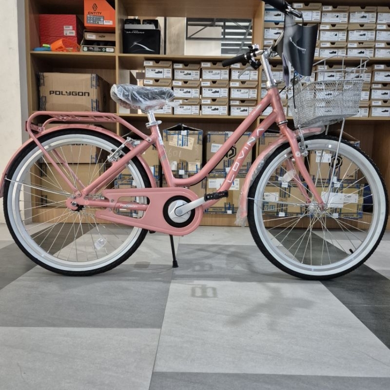 polygon lovina 24 inch light pink ctb sepeda kota mini kids anak remaja perempuan 9 - 14 tahun garan