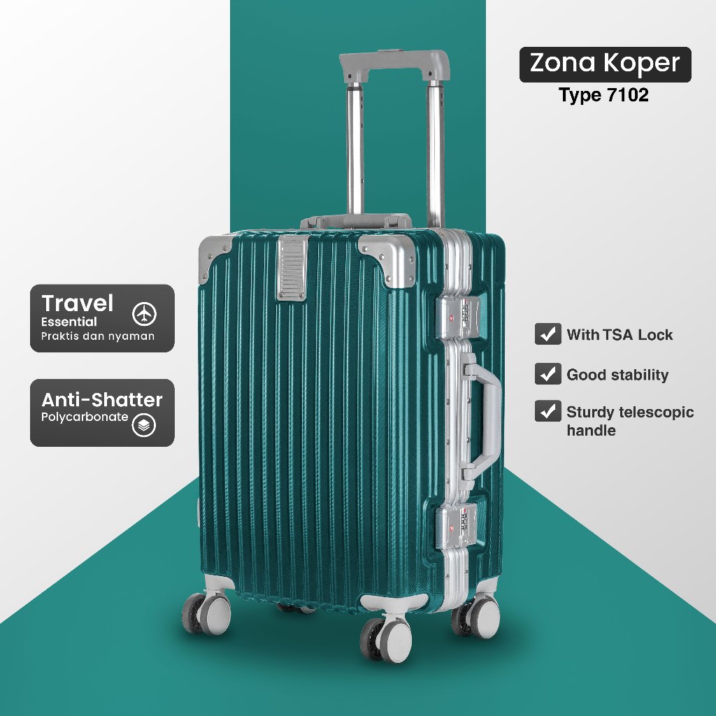Koper 24 inch Koper import aluminium TSA LOCK Travelling Tahan Banting Anti Air Koper Aluminium + PC