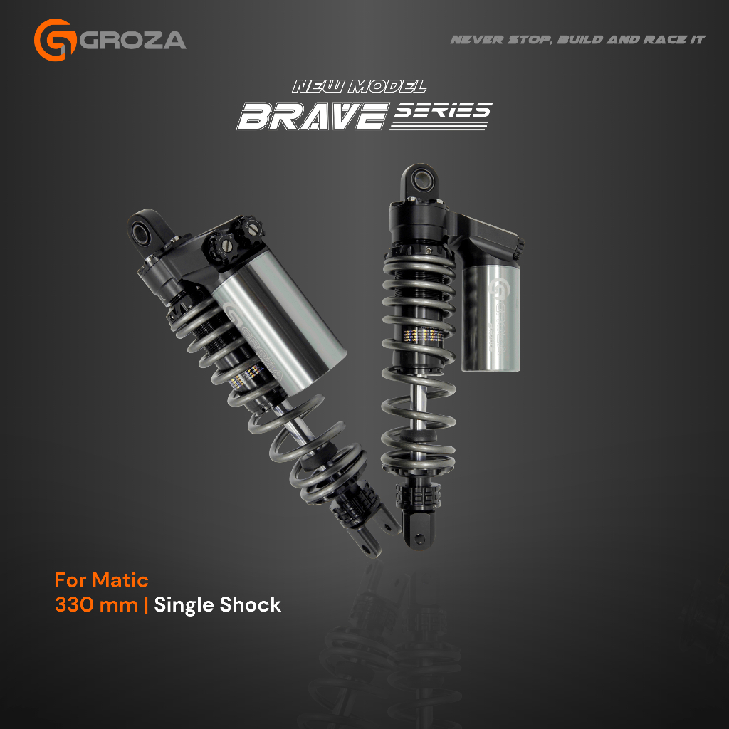 GROZA - BRAVE SERIES 330MM Sigle Shock | Shockbreaker Tabung Atas Matic (Vario 125, Vario 150, Beat 