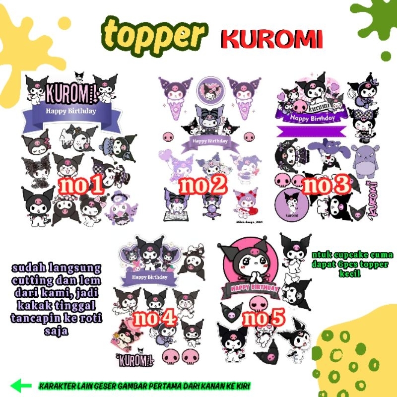 

topper hiasan kue ultah KUROMI