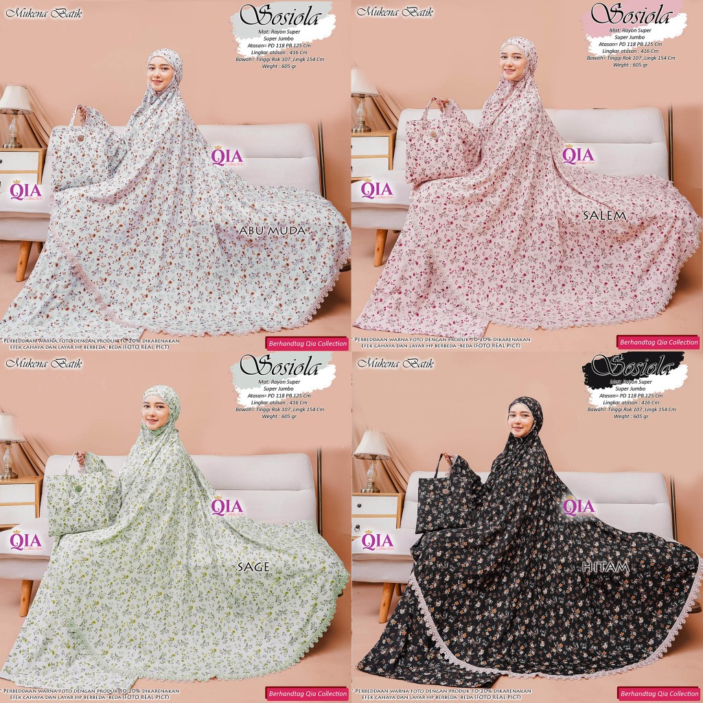 MUKENA RAYON  MOTIF SIZE SUPER JUMBO (SOSIOLA) by QIA COLLECTION