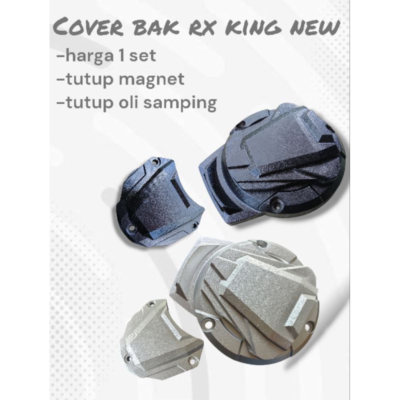 Bak cover mesin rx king new ala ala bilet tutup oli samping tutup magnet set kanan kiri bahan alumun