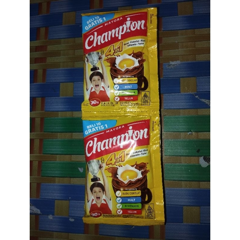 

CHAMPION ENERGEN MINUMAN COKLAT 1 RENCENG ISI 10PCS FREE 1 PCS