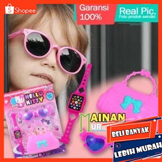 MAINAN ANAK MURAH WL104 JAM TANGAN KAMERA DAN SISIR HELLO KITTY MAINAN FASHION ANAK PEREMPUAN