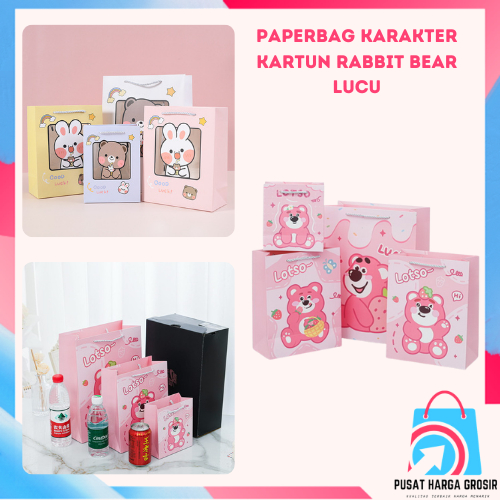 

PHG - Paperbag Karakter Kartun Rabbit Bear Lucu Transparant Goodie Bag Motif Beruang Strawberry Tas Jinjing Mika Serbaguna Bingkisan Hadiah Hampers Ulang Tahun Anak Kotak Souvenir Kantong Tentengan Bingkisan Paper Bag