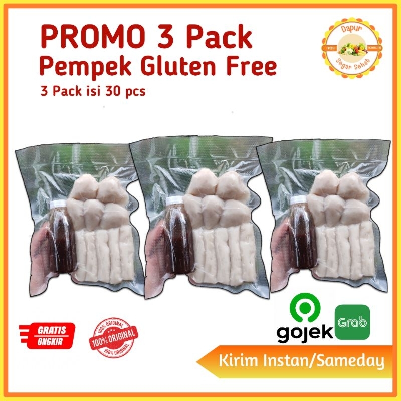 

Pempek Gluten Free Ikan Tengiri 3 Pack isi 30 Pcs Frozen Food