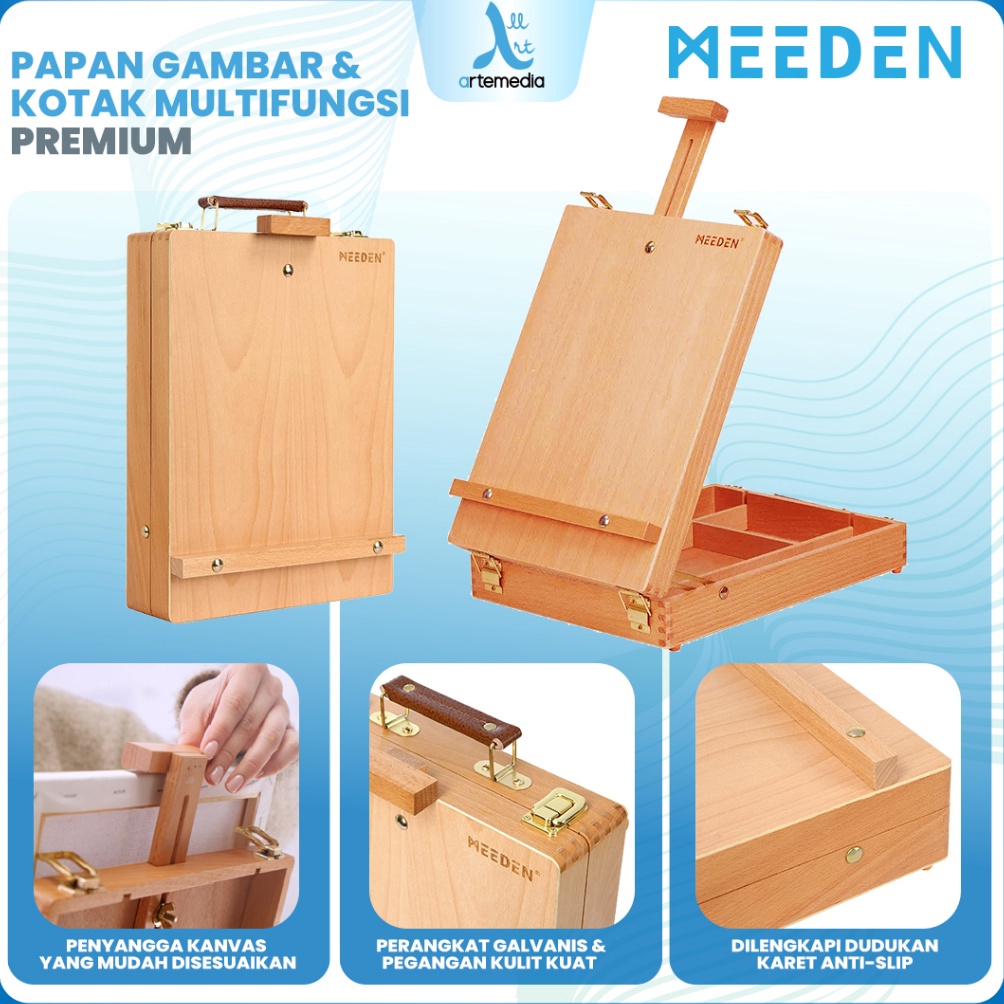 

KODE Q96C Meeden Drawing Board Easel with Storage Box Table Top Papan
