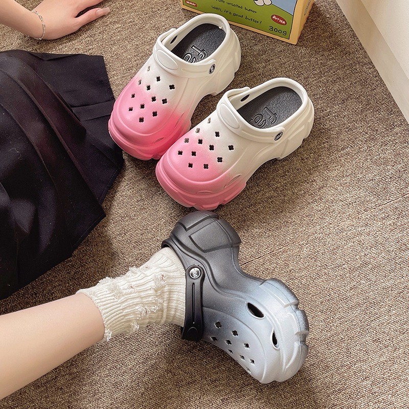 Sandal Baim Tinggi Sandal Kodok Dewasa Wanita Kekinian Tinggi Sandal Baim Wedges sandal Jelly Anti-s