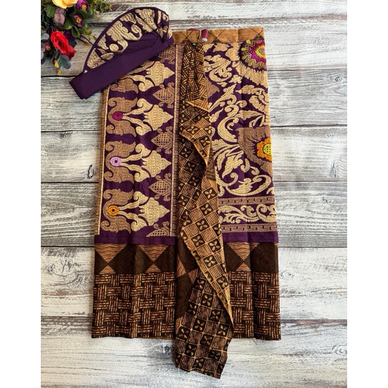 KODE E46H lembaran set udeng songket bordir