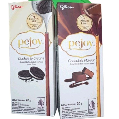 

PEJOY GLICO 20gr CHOCOLATE FLAVOUR COOKIES CREAM COKELAT BISKUIT STIK ISI KRIM RASA COKLAT AFRICAN CACAO