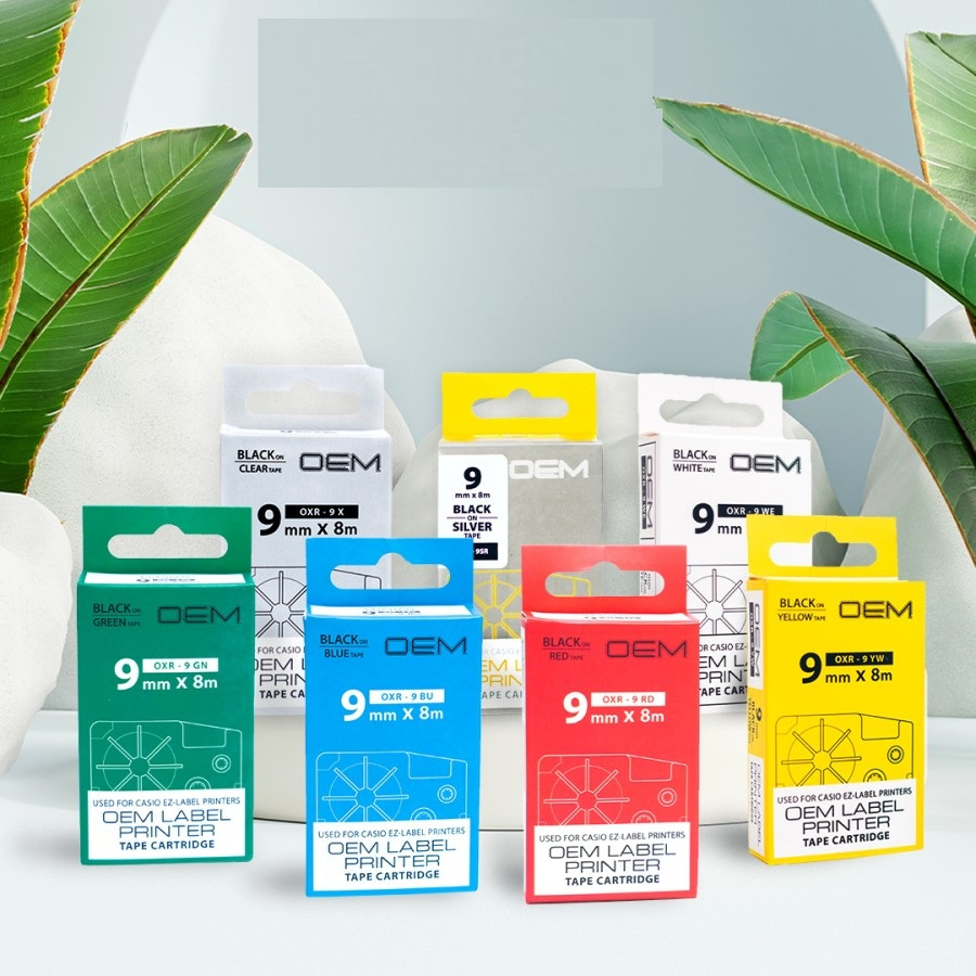 

Catridge CARTRIDGE Pita TAPE EZ Label EZLabel Printer Casio 9mm 9 mm dan 12mm 12 mm KL60 KL120 KL130 KL820 BLACK ON PUTIH WHITE KUNING YELLOW HIJAU GREEN MERAH RED BIRU BLUE CLEAR TRANSPARAN SILVER