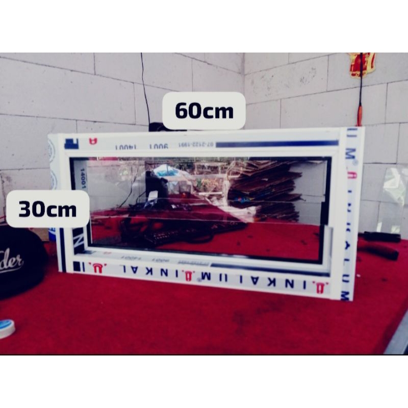 jendela aluminium kaca mati zigzag ukuran 30 x 60 free packing kayu (ready stock)