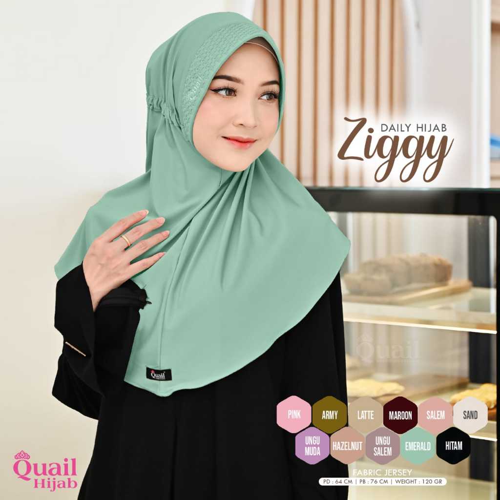 Ziggy Casual Daily Hijab Original Quai Hijab Instan Quail Hijab Serut Hijab Daily Ziggy Quail Hijab 