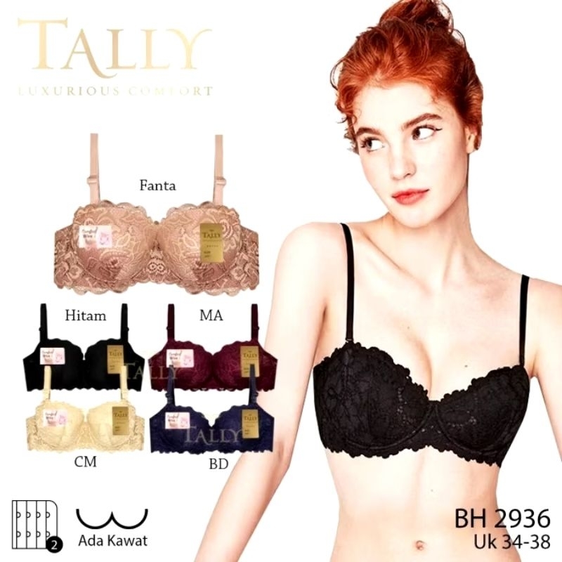 Bh Tally 2936 Busa tipis Kawat Kait 2 Push Up Bra Tally 2936 Bh Cup Setengah