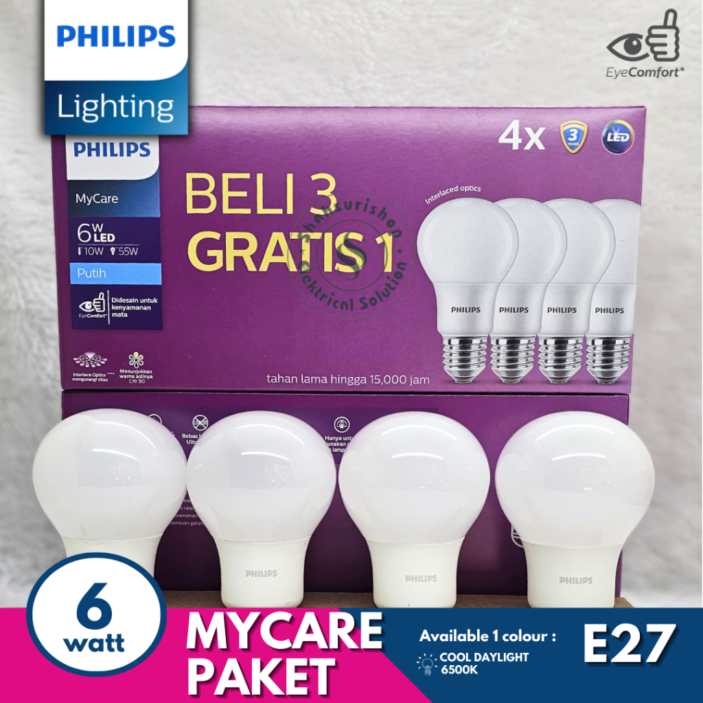 Philips led 6 watt  / Lampu Philips led paket isi 4