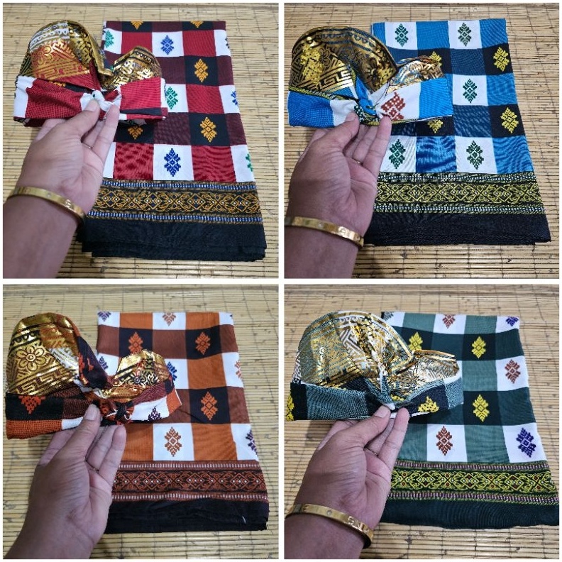 KODE R4G Set Sarung Bali Kotak Dan Udeng  Sarung Motif Kotak  Sarung Catur Bali  Sarung Kotak Bali S