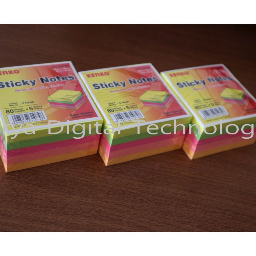 

KF7 Stick Note Cube SNC 33N Neon Color Kenko Sticky Notes Memo Tempel Bagus Orinal