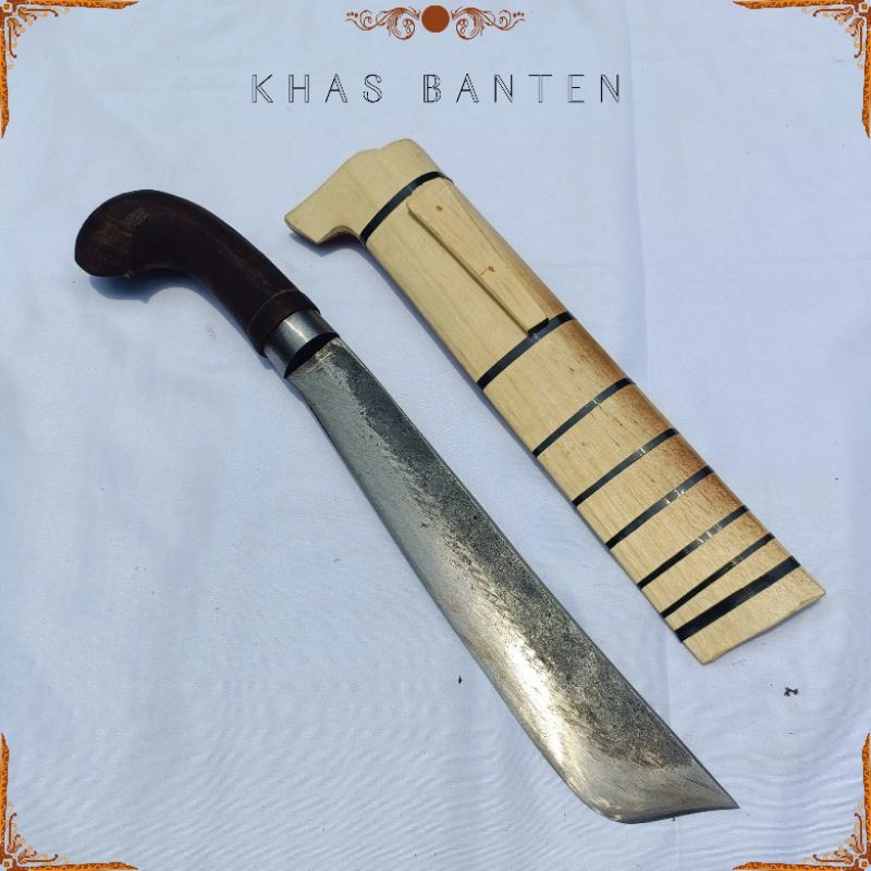 gocil kebun serbaguna khas banten bilah baja per - kayu kecapi