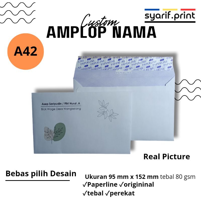 

50 pcs Amplop Kondangan / Amplop Nama / Amplop custom / amplop angpau / paperline 104 PPS ukuran 95 X 152 mm