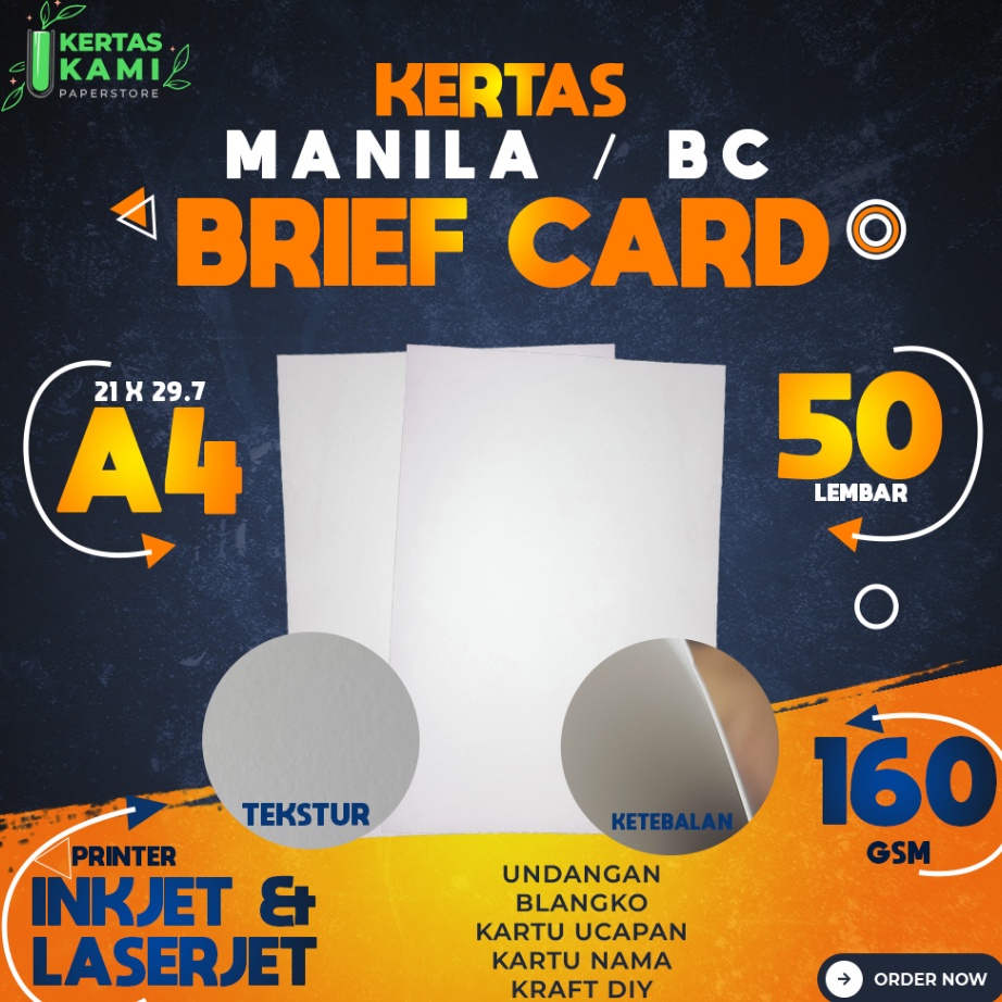 

Terbaru Kes BC Brief Card 16 gsm A4 isi 5 lembar Kes HVS Tebal Manila Putih A4 16 gram Kes Undangan Karton Ih Sertifikat Kartu TIK ukuran A4