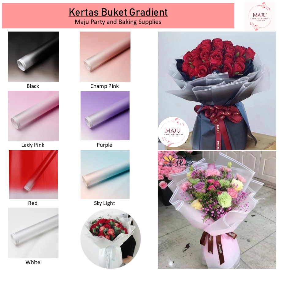 

Baru Irit 2 lembar Kertas Buket Gradient Flower Wrapping Gradient Kertas Bunga Flower Paper Cellophane Paper