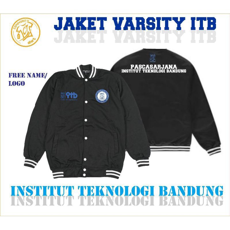 Jaket ITB Pascasarjana Varsity Institut Teknologi Bandung Black Navy