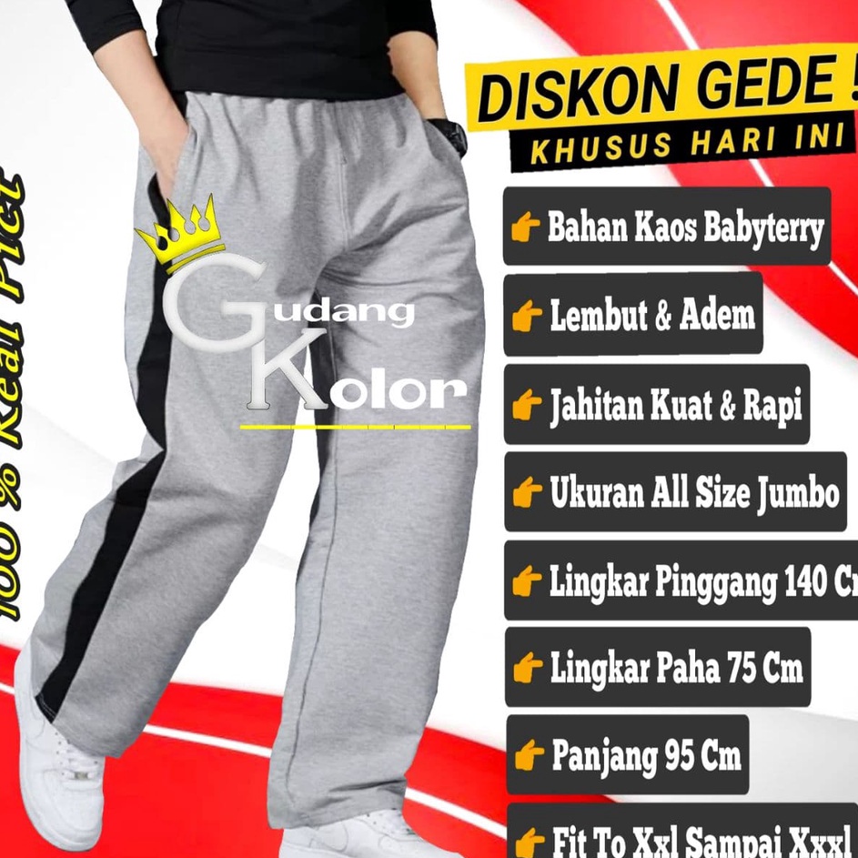 DISKON SPESIAL Celana Trening Pria Big Size Jumbo Polos Santai Terening Panjang Pants Training Laki 
