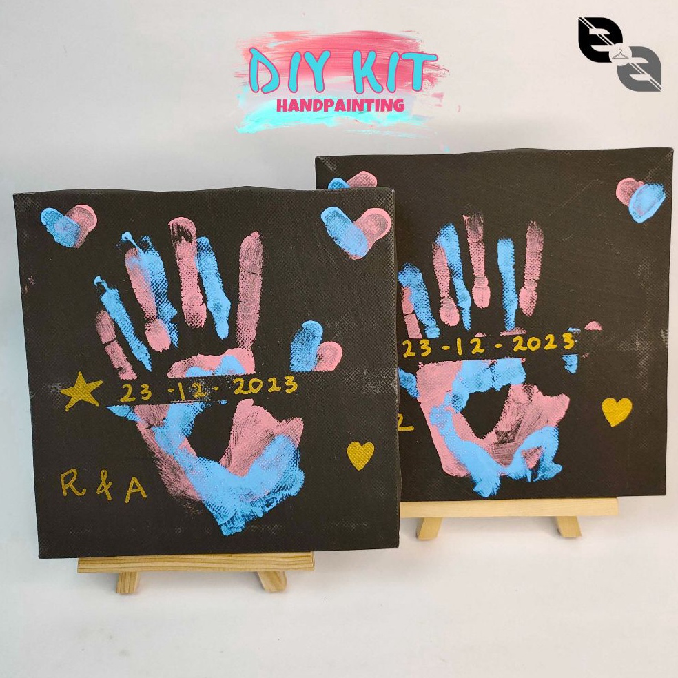 

Paling Irit 1 Set Canvas DIY Hand Painting Kit Couple Kanvas Lukis Tangan Bareng Ayang Bestie Cap Sidik Jari Kerajinan