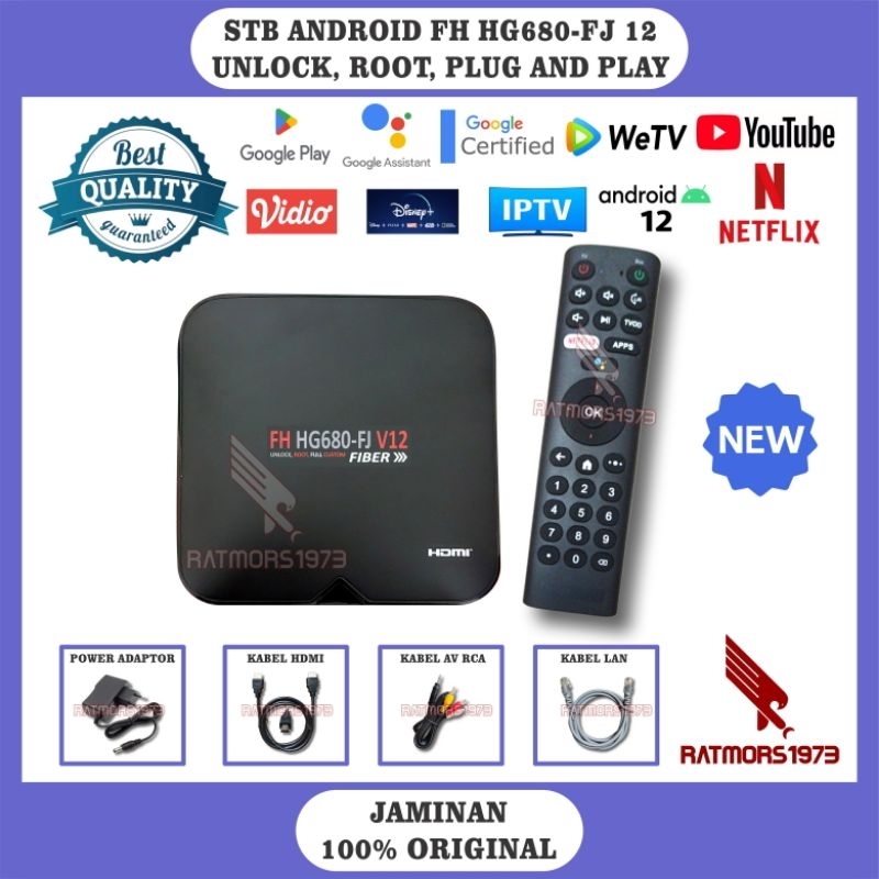 STB Android Smart TV Box HG68O-FJ V12 4K Hybrid UPDATE TERBARU UI ATV 2025 OS 12 Unlock Root Full Ap