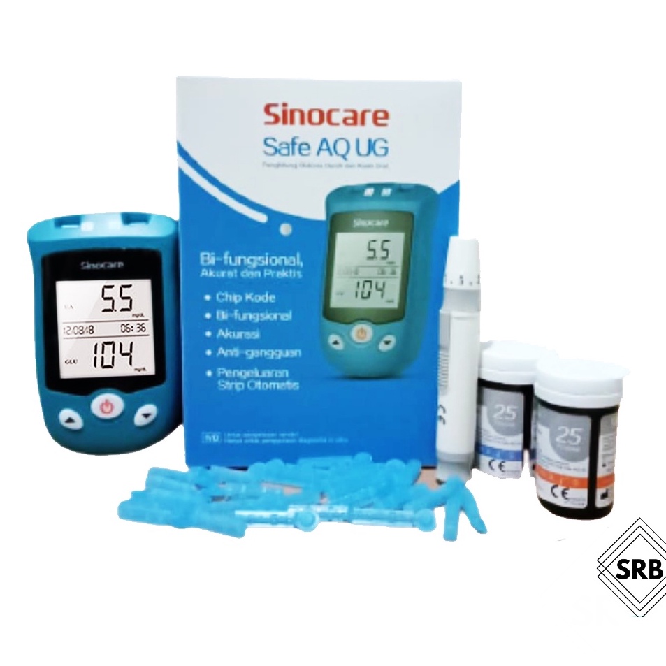 Penjualan Hemat  SINOCARE Safe AQUGAccu 2Accu Alat Tes Gula Darah 25 Strip Alat ukur Gula Darah Alat
